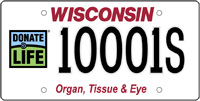 Donate Life Wisconsin license plate.