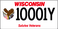 Wisconsin salutes veterans license plate.
