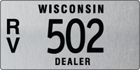 Recreational vehicle dealer license plate issued 2011
