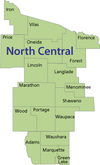 North central region map of counties
