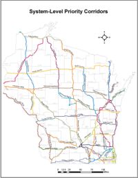 Statewide map of system-level corridors