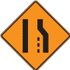 Right lane ends road sign