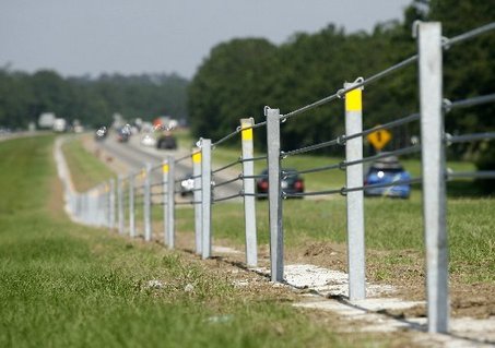 High tension cable barrier alongside of road