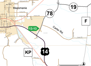Map of Dane County park and ride lot Mazomanie (US 14/WIS 78)