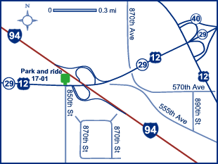 Map of Dunn County park and ride lot Elk Mound (I-94/US 12) #1701