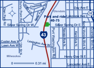 Map of Milwaukee County Park and ride lot Glendale (I-43/Silver Spring Dr.) #4074