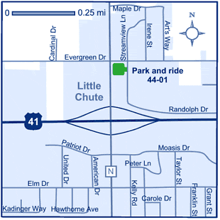 Map of Outagamie County park and ride lot Little Chute (US 41/County N) #4401