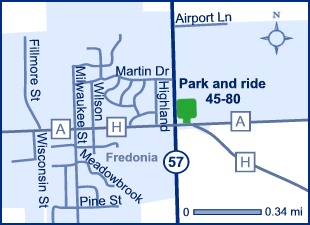 Map of Ozaukee County park and ride lot Fredonia (WIS 57/County A) #4580