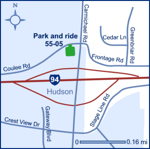 Map of St. Croix County park and ride lot Hudson (I-94/County F/Carmichael Rd.) #5505