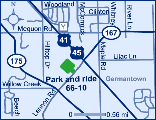 Map of Washington County park and ride lot ermantown (US 41/US 45/County Y) #6610