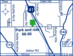 Map of Washington County park and ride lot Slinger (US 41/County K) #6650