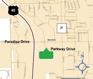 Map of Washington County park and ride lot West Bend (US 45/Paradise Dr.) #6655