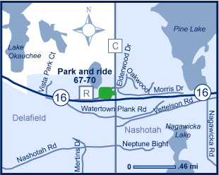Map of Waukesha County park and ride lot Nashotah (WIS 16/County C) #6770