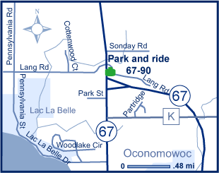 Map of Waukesha County park and ride lot Oconomowoc (WIS 16/WIS 67) #6790