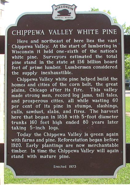 Chippewa Valley White Pine historical marker