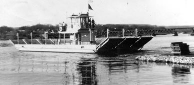 Black and white photo of the Merrimac Ferry, Colsac II.