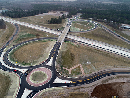 Aerial view of the US 53 Trego Interchange