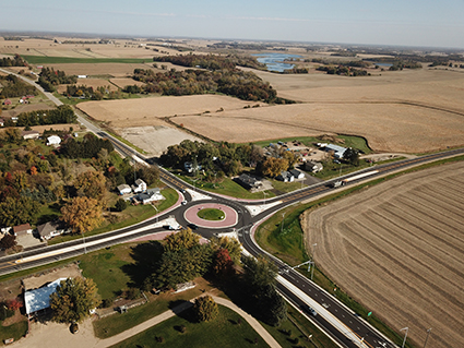 Aerial view of the WIS 22/60 and US 51 roundabout 