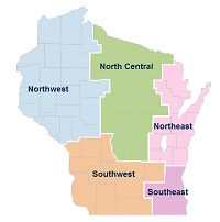 Map of Wisconsin regions