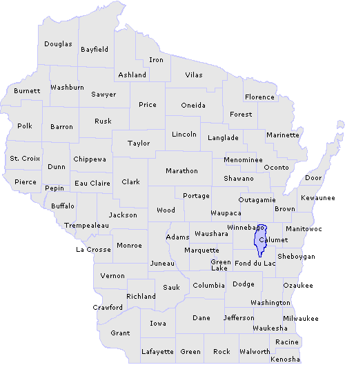 Map of Wisconsin counties