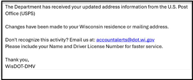 change of address notification