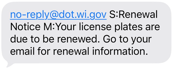 text notification for license plate renewal