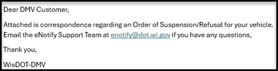license plate suspension email notification