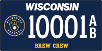 Milwaukee Brewers license plate light blue