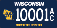 Milwaukee Brewers license plate dark blue