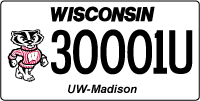 University of Wisconsin higher education license plate.