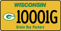 Green Bay Packers license plate.