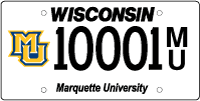 Marquette University license plate.