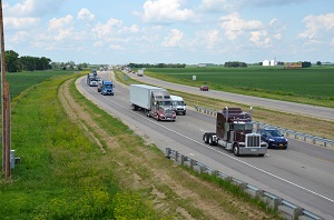 Semi trailers on highway