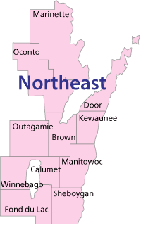 Northeast region map of counties