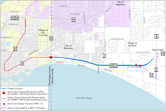 Map of proposed project detours