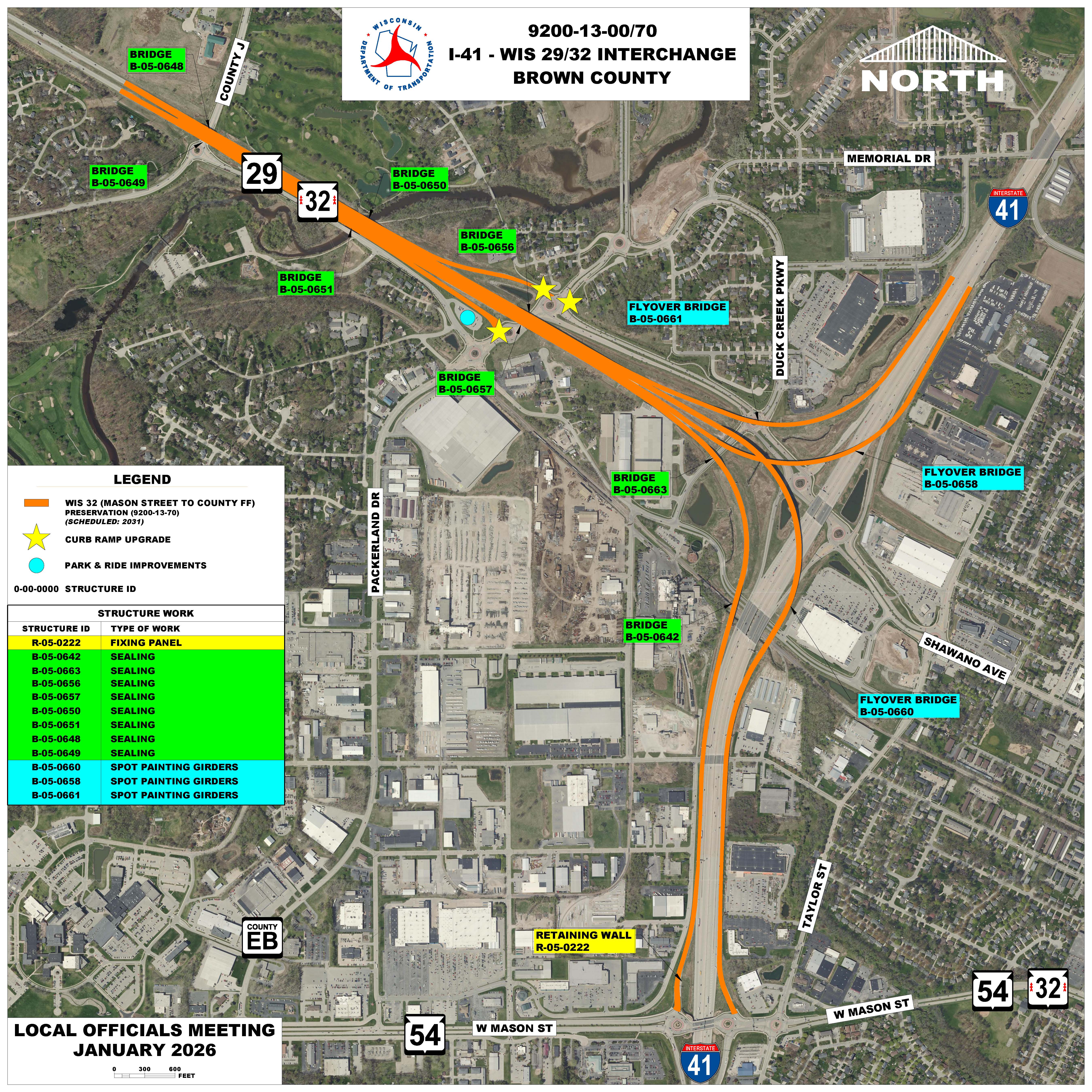 WIS 32 Pavement Preservation - Brown County Project Map