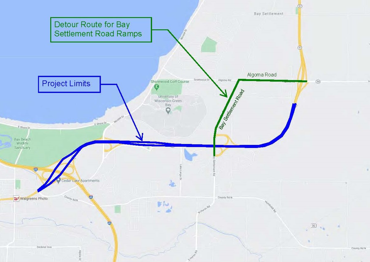 Map of the detour for the project