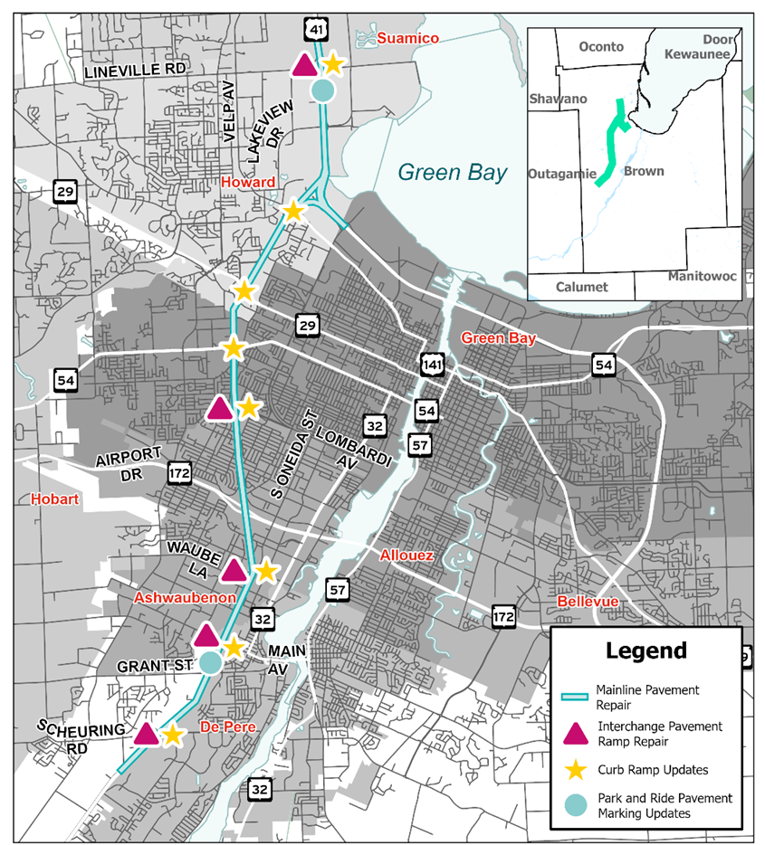 I-41 Roadway and Structure Preservation project map