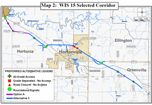 Preferred alternative route, WIS 15 selected corridor