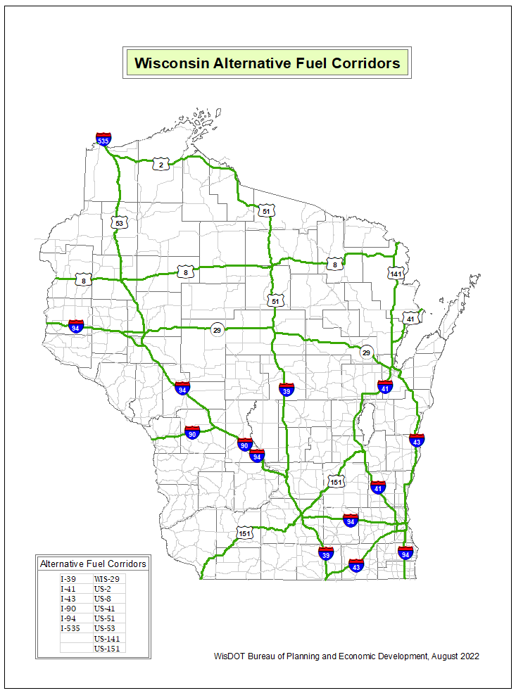 Wisconsin Alternative Fuel Corridor Map