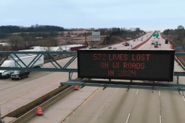 Image of electronic billboard showing PSA