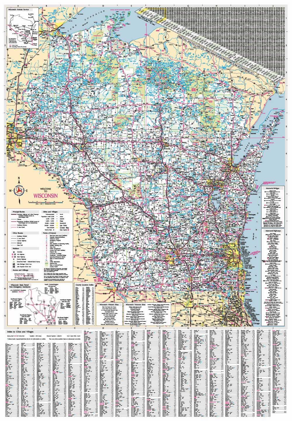 Map of Wisconsin state highways