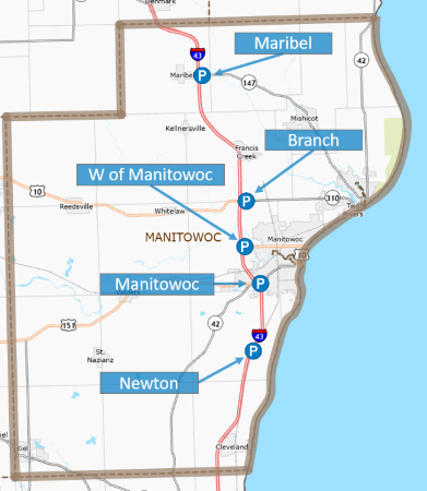 Manitowoc County park and ride lots.