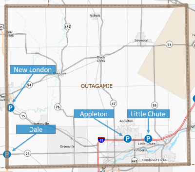 Outagamie County park and ride lots.