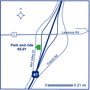 Map of Brown County park and ride lot Wrightstown (US 41/County S) #0501
