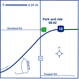 Map of Calumet County park and ride lot Appleton (US 10/County N) #0802