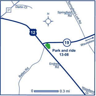 Map of Dane County parkand ride lot Springfield Corners (US 12/WIS 19) 