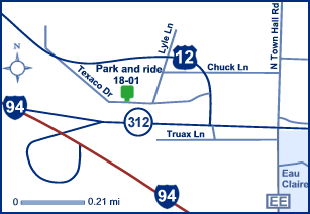 Map of Eau Claire County park and ride lot Eau Claire (I-94/WIS 312/US 12) #1801
