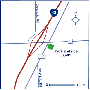 Map of Manitowoc County park and ride lot Newton (I-43/County C) #3601