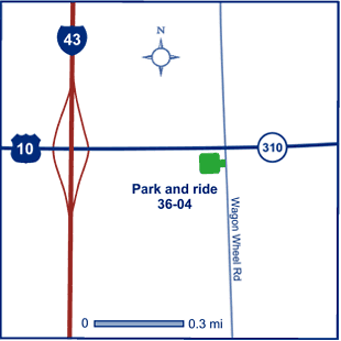 Map of Manitowoc park and ride lot Branch (I-43/WIS 310) #3604
